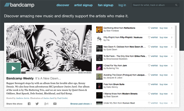 Bandcamp front page (click to go to site)